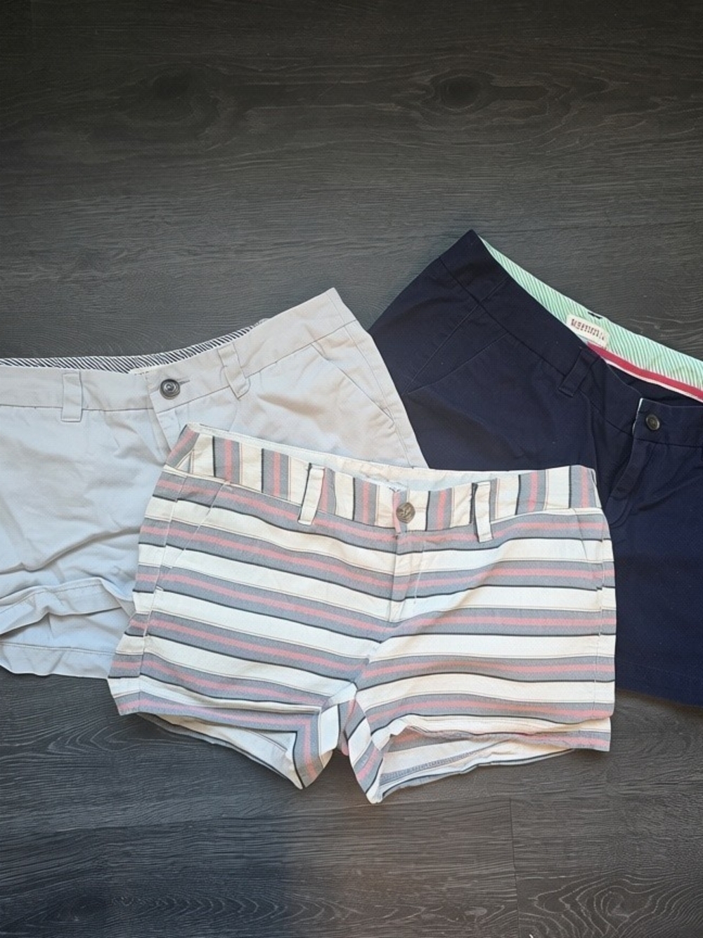 Merona Women’s Size 6 Shorts Bundle 3 Pair Navy, Gray, Striped Chino